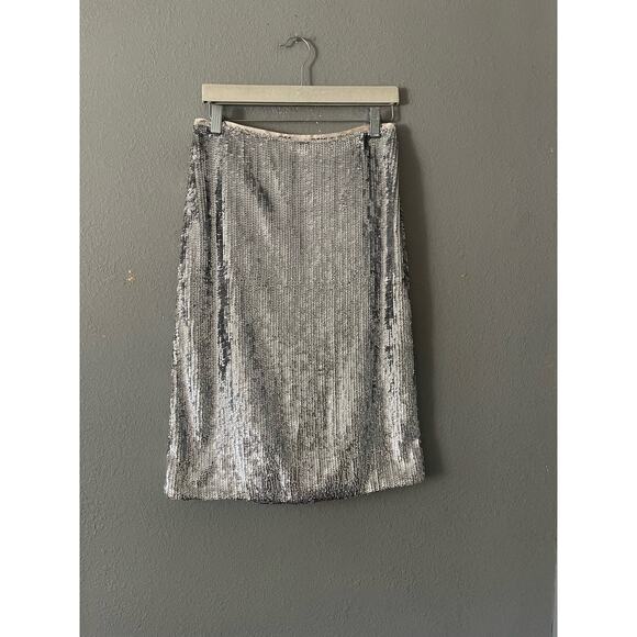 NWT J Crew Sequin Pencil Silver‎ Skirt - Picture 8 of 12